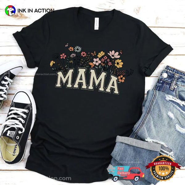 Mama Wildflowers Retro Mom Tee, Mothers Gifts