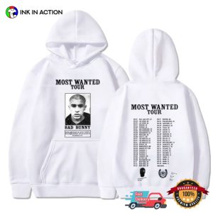 Most Wanted Tour 2024 Bad Bunny Concert Dates 2 Sided T-Shirt