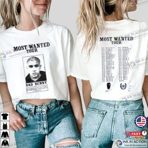 Most Wanted Tour 2024 Bad Bunny Concert Dates 2 Sided T-Shirt