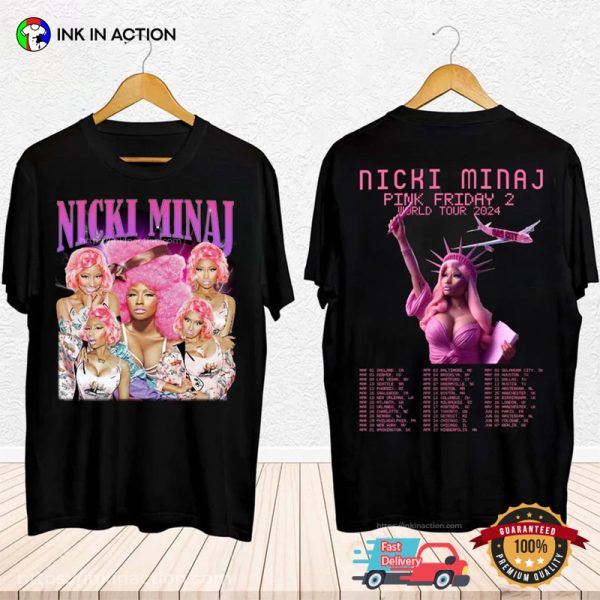 Nicki Minaj Highlights Pink Friday 2 Nicki Minaj Tour Date 2 Sided T-Shirt