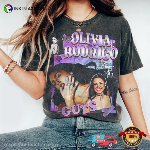 Olivia Rodrigo Guts Album Graphic Signature Vintage T-shirt