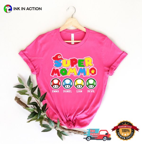 Personalization Super Mommio With Kids Hilarious Mom Shirts