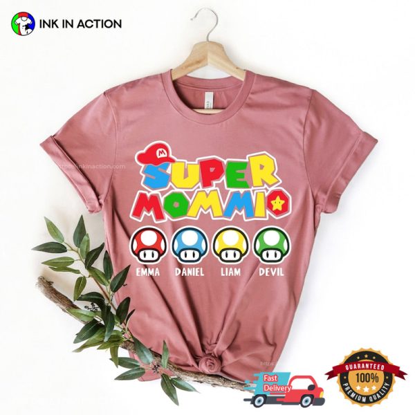 Personalization Super Mommio With Kids Hilarious Mom Shirts