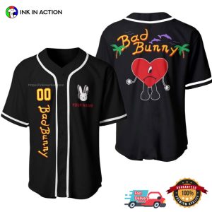 Personalized Black Bad Bunny Baseball Jersey
