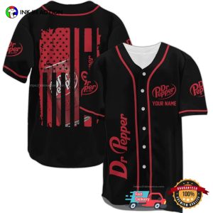 Personalized Dr Pepper America Flag Black Baseball Jersey