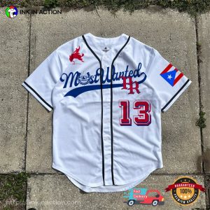 Personalized Most Wanted Tour Bad Bunny White Baseball Jersey