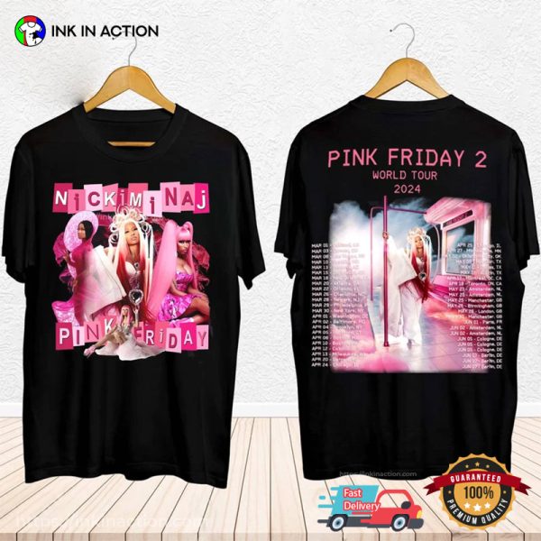 Pink Friday 2 World Tour 2024 Schedules 2 Sided Shirt, Nicki Minaj Merch