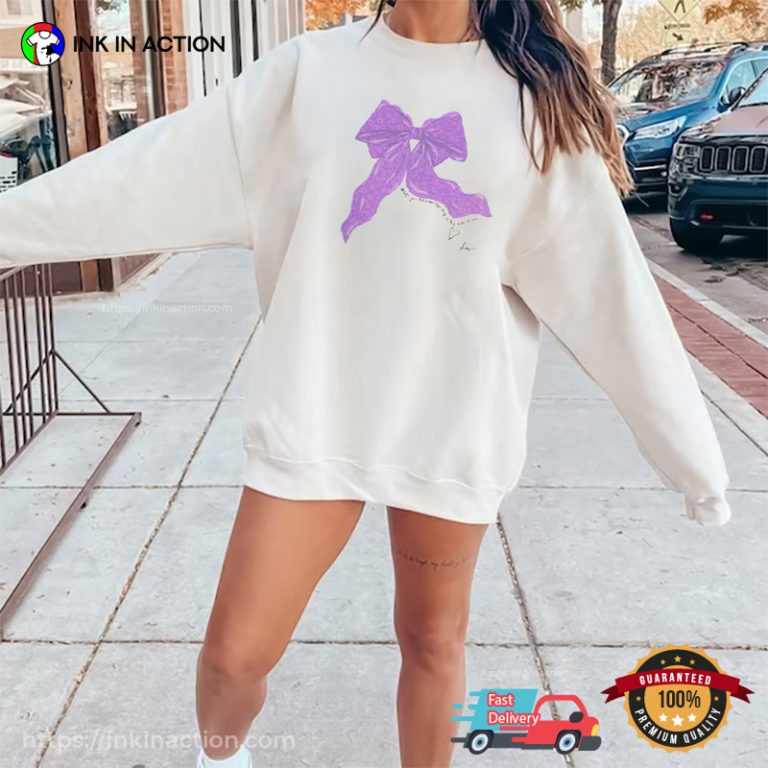Purple Bow Lacy Lyrics Olivia Rodrigo T shirt Print Your Thoughts purple-bow-lacy-lyrics-olivia-rodrigo-t-shirt-print-your-thoughts