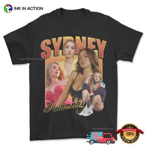 SYDNEY SWEENEY Fan Art Collage Vintage 90s T Shirt 3