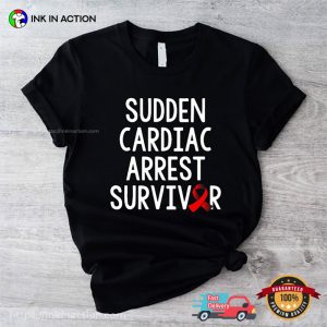 Sudden Cardiac Arrest Survivor Red Ribbon Recovery T Shirt 1