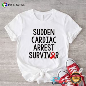 Sudden Cardiac Arrest Survivor Red Ribbon Recovery T Shirt 2