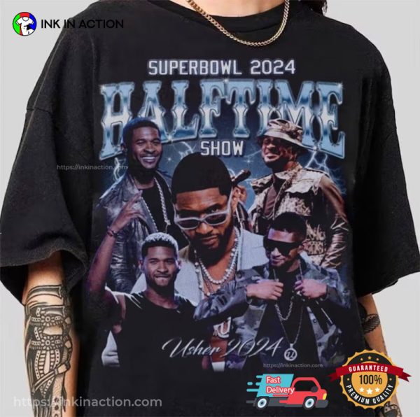 Superbowl 2024 Halftime Show Usher World Tour Vintage T-Shirt