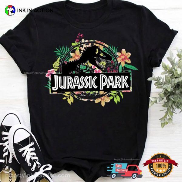Tropical Floral Jurassic Park Movie Shirt