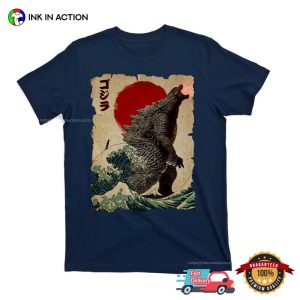 Vintage Japanese Godzilla Great Wave T shirt 2