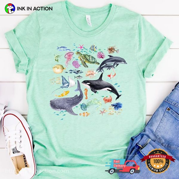 Watercolor Marine Animals Comfort Colors T-Shirt