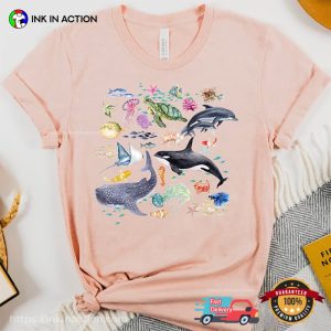 Watercolor Marine Animals Comfort Colors T Shirt 2