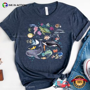 Watercolor Marine Animals Comfort Colors T Shirt 3