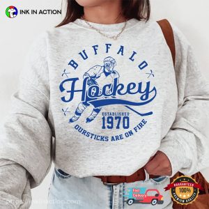 Buffalo Hockey 1970 Oursticks Are On Fire Vintage T-Shirt