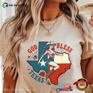 God Bless Texas Cowgirl Western Comfort Colors Tee