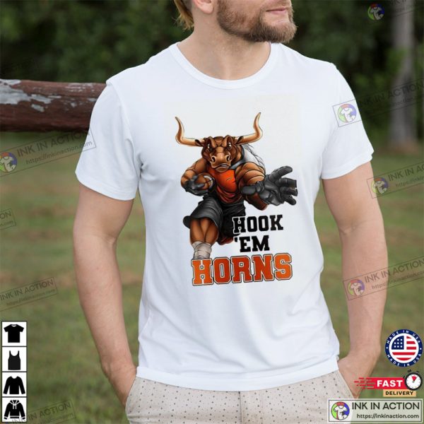 Hook Em Horns Texas Longhorns Mascot T-shirt