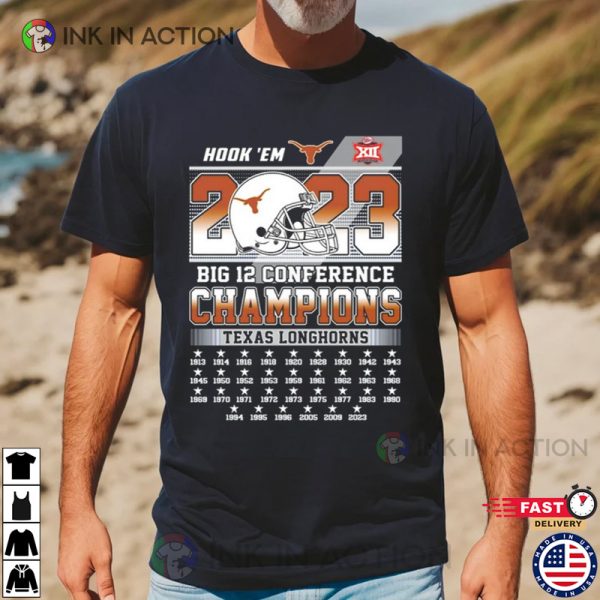 Texas Longhorn Hook Em Big 12 Conference Champions 2023 T-shirt
