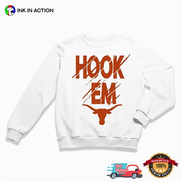 Texas Longhorn Hook Em Football T-Shirt