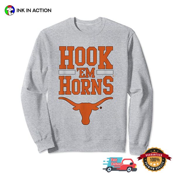 Texas Longhorn Hook Em Horns Logo Football Tee