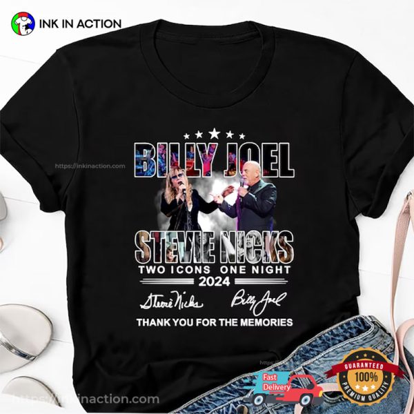 Billy Joel And Stevie Nicks Two Icons One Night Toue 2024 Signatures T-shirt