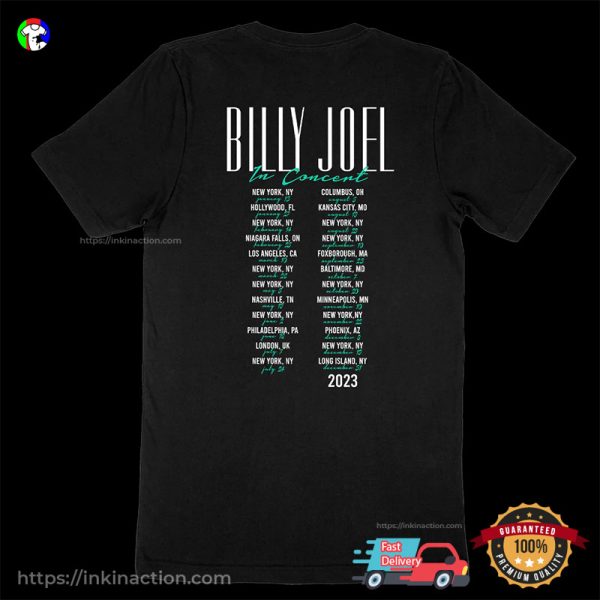 Billy Joel Live Music Concert 2023 Dates 2 Sided T-shirt