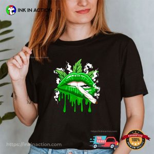 Cannabis Marijuana Weed Pot Leaf Lover Sexy Lips Shirt 2