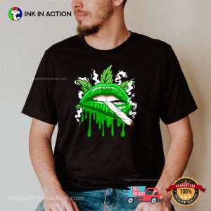 Cannabis Marijuana Weed Pot Leaf Lover Sexy Lips Shirt