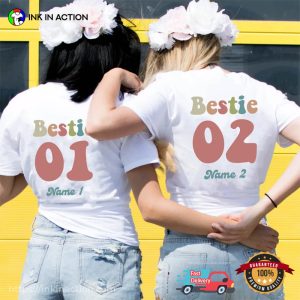 Custom Name And Number Retro Bestie Best Friend Matching Shirt