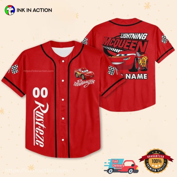 Customized Lightning Mcqueen Disney Cars Movie Baseball Jersey No.8