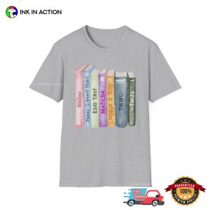 Favorite Roald Dahl Books Librarian T Shirt, best gifts for book lovers 3