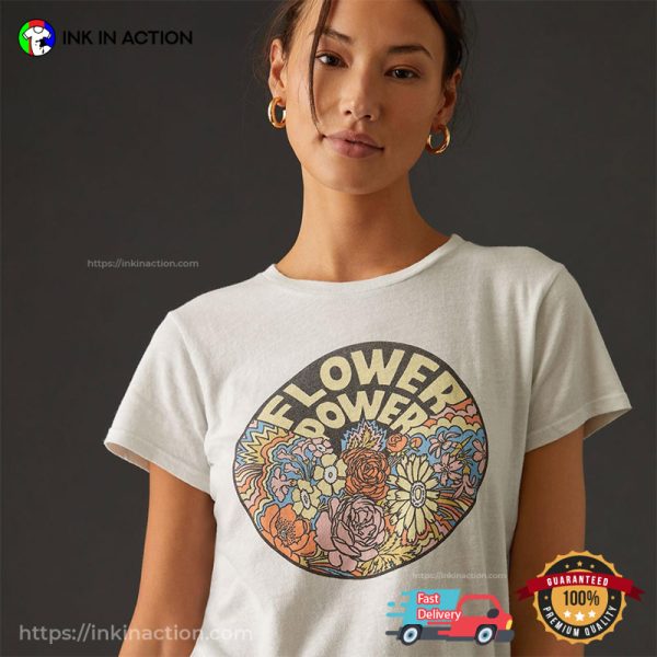 Flower Power Vintage Art Trendy T-shirt