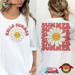 Hello Summer Sunflower Groovy Retro Comfort Colors shirt summer women