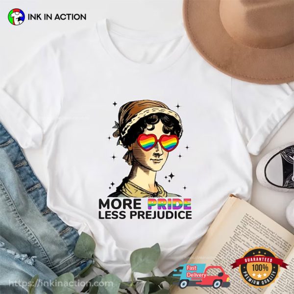 Jane Austen More Pride Less Prejudice Funny Lgbt Month T-shirt