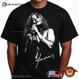 Janis Joplin Performance Graphic Signature Memorial T-shirt