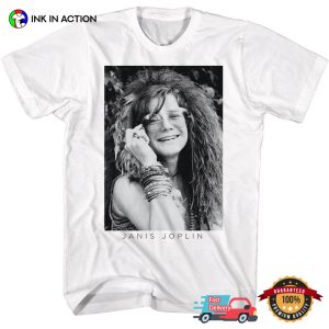 Janis Joplin Photo Retro BW T shirt 1