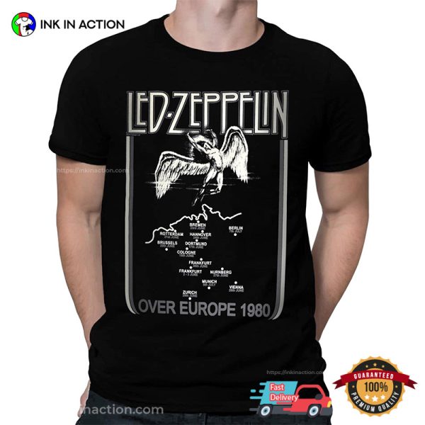 Led Zeppelin Over Europe 1980 Tour T-shirt