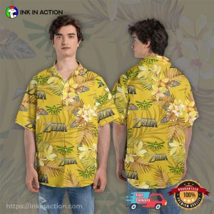 Legend Of Zelda Tropical Floral Yellow Hawaiian T shirt 2