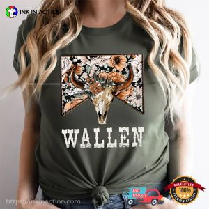 Morgan Wallen Cowboy Bull Skull Floral Graphic T shirt 3