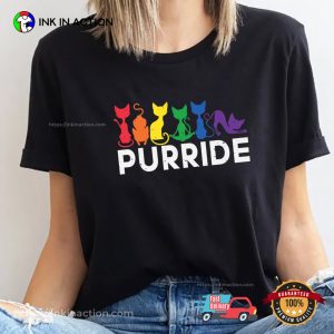 Purride LGBT Cat LGBTQ Rainbow Colors Comfort Colors Tee