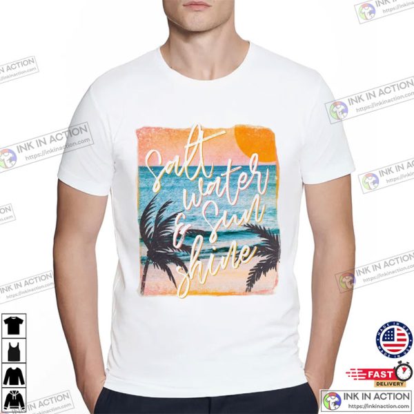 Salt Water And Sunshine Retro Beach Summer Shirt