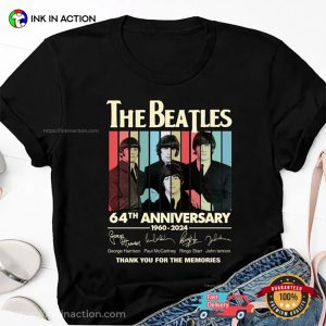 The Beatles 64 Years Anniversary The Legend Signatures T shirt 2