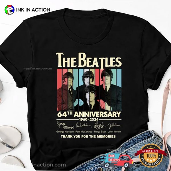 The Beatles 64 Years Anniversary The Legend Signatures T-shirt