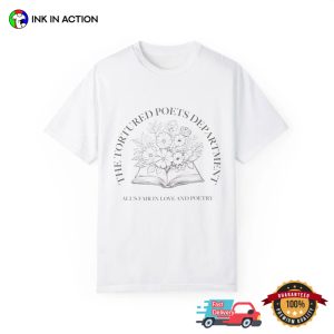 The Tortured Poets Department Floral And Book Comfort Colors T shirt 2