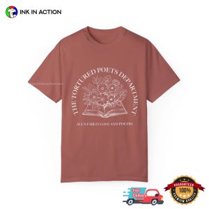The Tortured Poets Department Floral And Book Comfort Colors T shirt 3