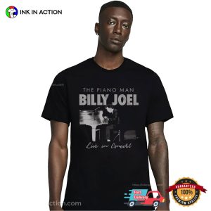 The Piano Man Billy Joel Live In Concert Retro BW Art T-shirt