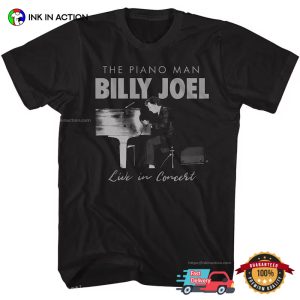 The piano man Billy Joel Live In Concert Retro BW Art T shirt 3